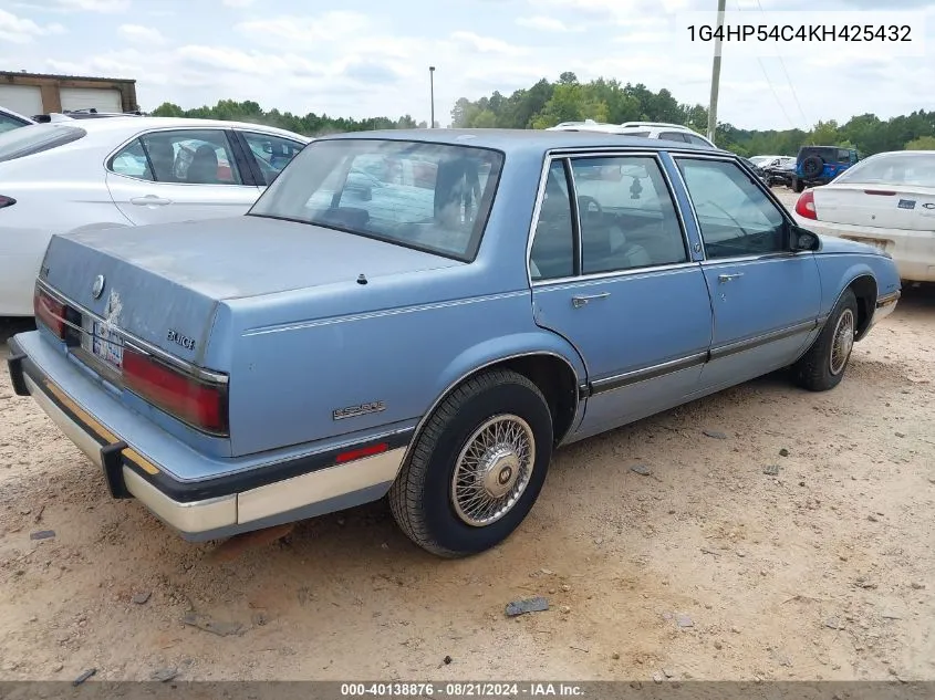 1989 Buick Lesabre Custom VIN: 1G4HP54C4KH425432 Lot: 40138876