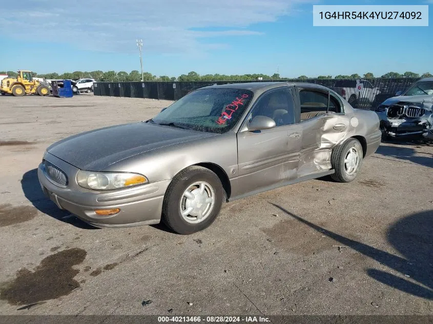 1G4HR54K4YU274092 2000 Buick Lesabre Limited