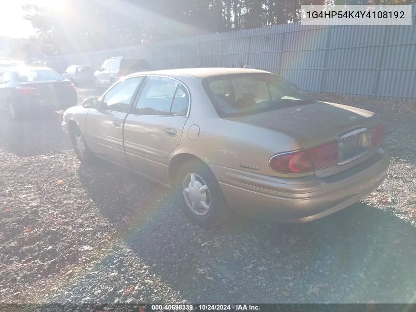 2000 Buick Lesabre Custom VIN: 1G4HP54K4Y4108192 Lot: 40698339