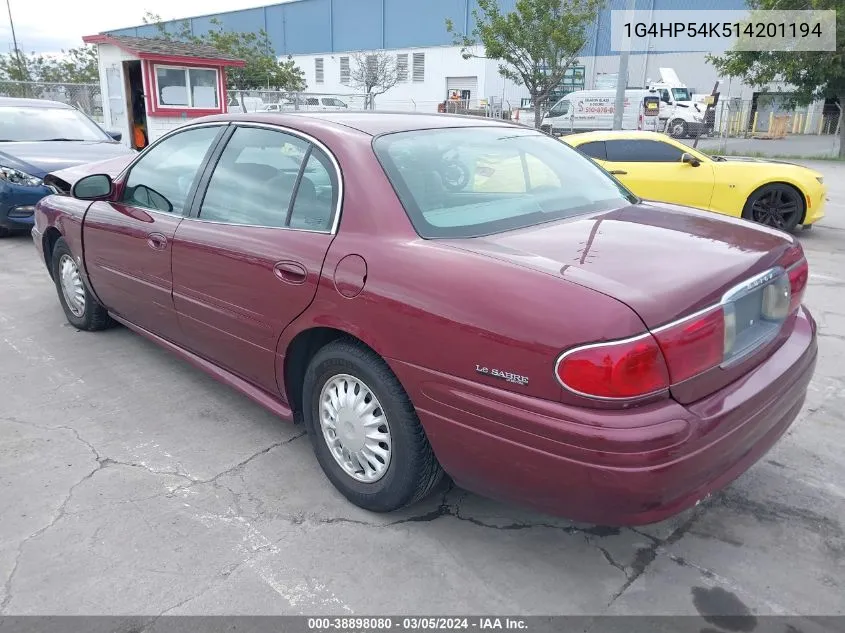 2001 Buick Lesabre Custom VIN: 1G4HP54K514201194 Lot: 38898080