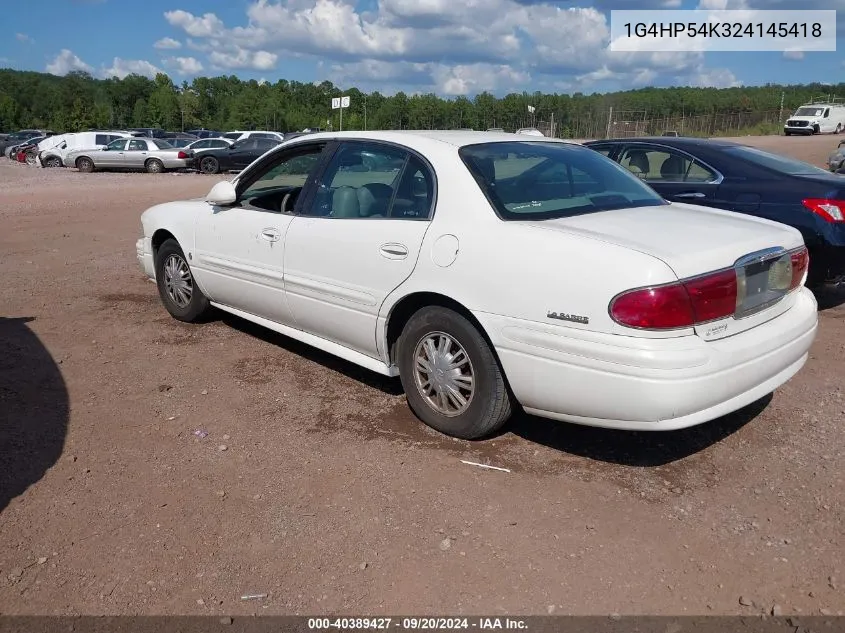 2002 Buick Lesabre Custom VIN: 1G4HP54K324145418 Lot: 40389427