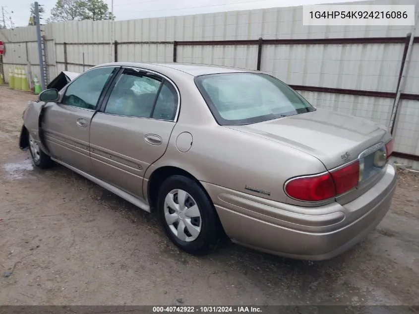 2002 Buick Lesabre Custom VIN: 1G4HP54K924216086 Lot: 40742922