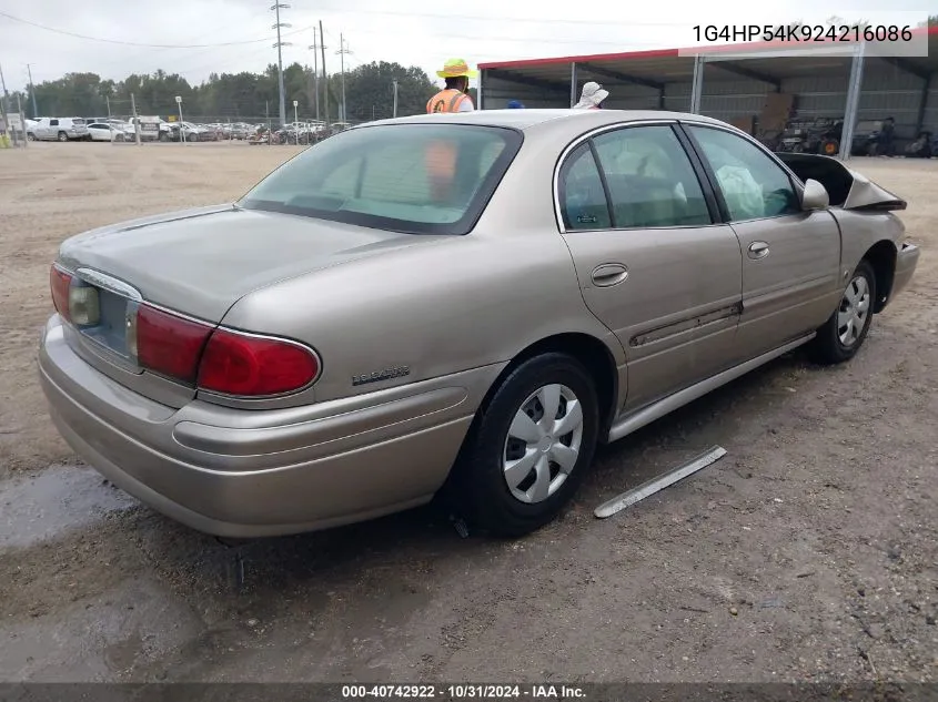 2002 Buick Lesabre Custom VIN: 1G4HP54K924216086 Lot: 40742922