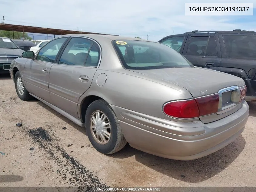 2003 Buick Lesabre Custom VIN: 1G4HP52K034194337 Lot: 39538564