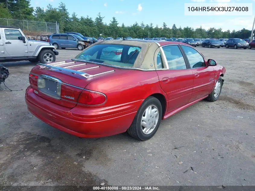 2003 Buick Lesabre Limited VIN: 1G4HR54KX3U274008 Lot: 40150005