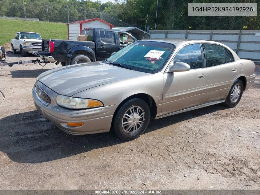 2003 Buick Lesabre Custom VIN: 1G4HP52K934192926 Lot: 40438703