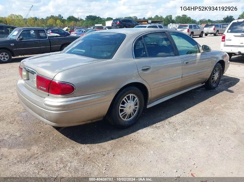 2003 Buick Lesabre Custom VIN: 1G4HP52K934192926 Lot: 40438703