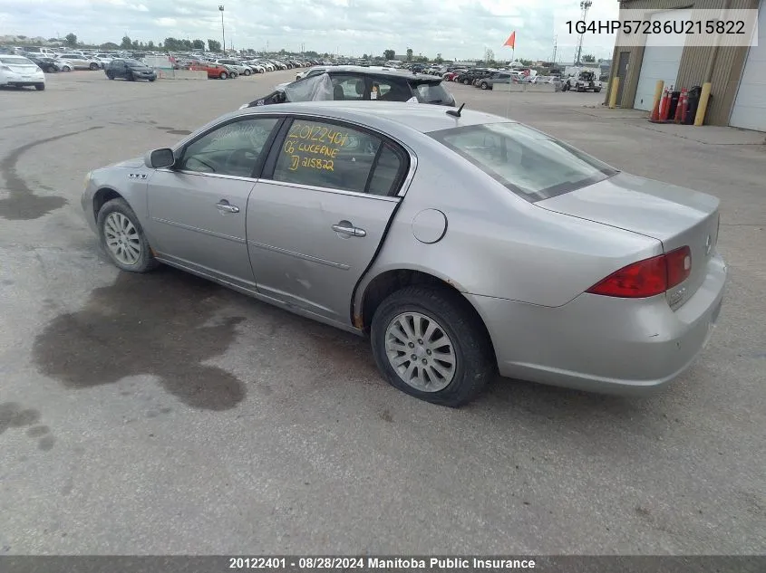 2006 Buick Lucerne Cx V6 VIN: 1G4HP57286U215822 Lot: 20122401