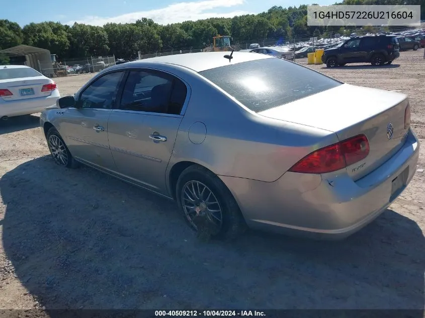 2006 Buick Lucerne Cxl VIN: 1G4HD57226U216604 Lot: 40509212