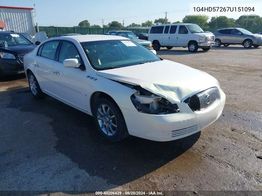 2007 Buick Lucerne Cxl VIN: 1G4HD57267U151094 Lot: 40206429