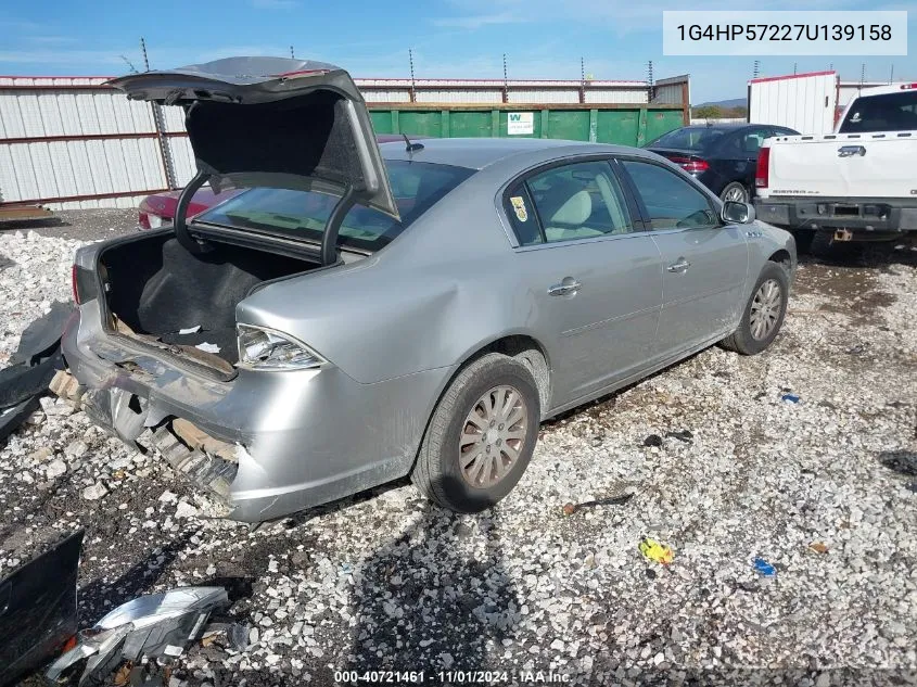 2007 Buick Lucerne Cx VIN: 1G4HP57227U139158 Lot: 40721461