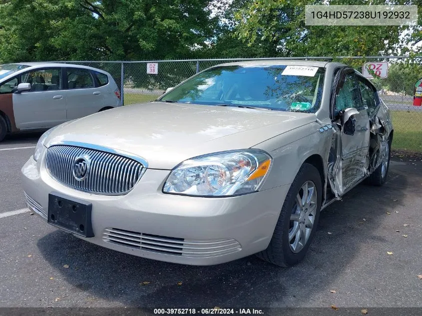 2008 Buick Lucerne Cxl VIN: 1G4HD57238U192932 Lot: 39752718