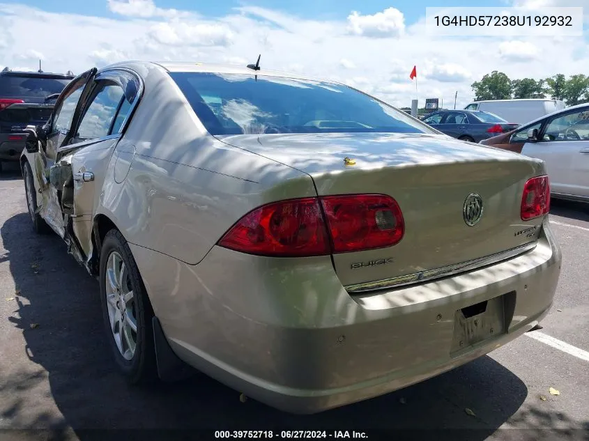 2008 Buick Lucerne Cxl VIN: 1G4HD57238U192932 Lot: 39752718