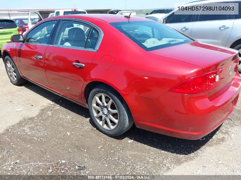 2008 Buick Lucerne Cxl VIN: 1G4HD57298U104093 Lot: 39773166