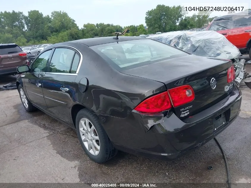 2008 Buick Lucerne Cxl VIN: 1G4HD57248U206417 Lot: 40025405