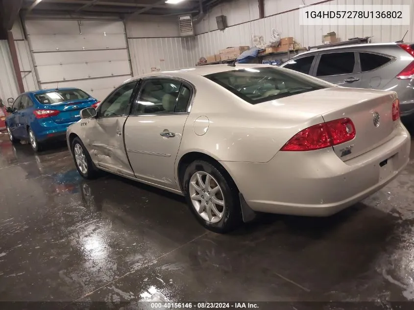 2008 Buick Lucerne Cxl VIN: 1G4HD57278U136802 Lot: 40156146