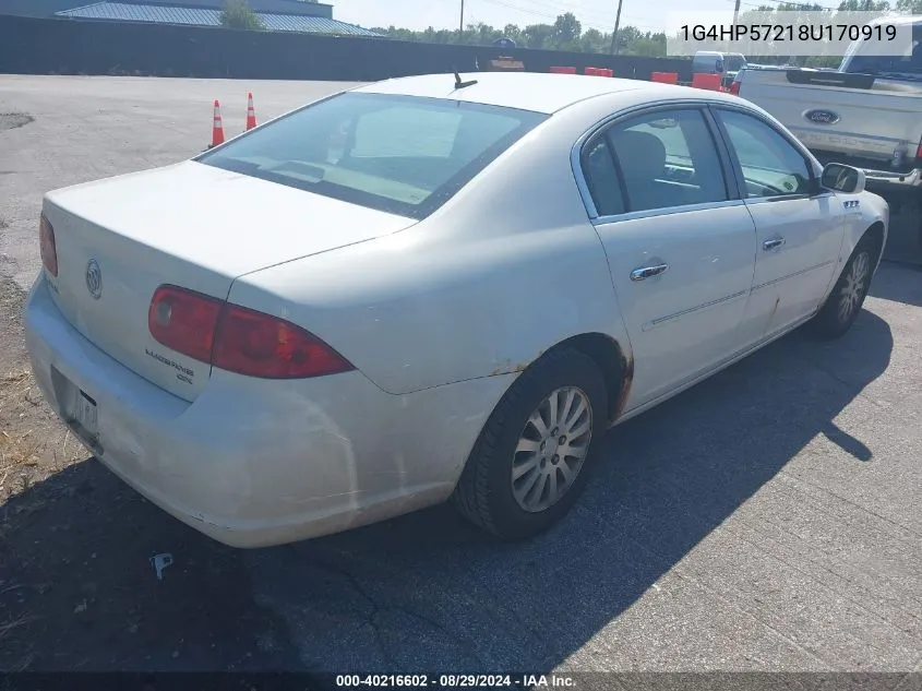 2008 Buick Lucerne Cx VIN: 1G4HP57218U170919 Lot: 40216602