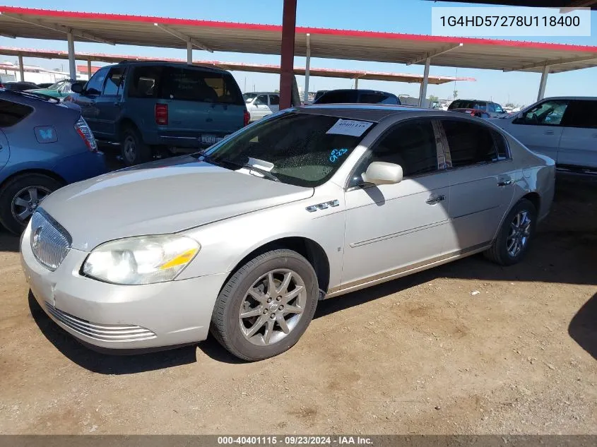 2008 Buick Lucerne Cxl VIN: 1G4HD57278U118400 Lot: 40401115