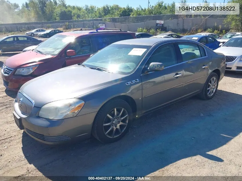 2008 Buick Lucerne Cxl VIN: 1G4HD57208U138522 Lot: 40402137