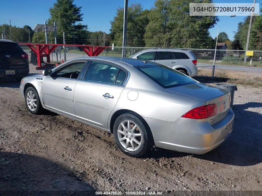 2008 Buick Lucerne Cxl VIN: 1G4HD57208U175960 Lot: 40479520