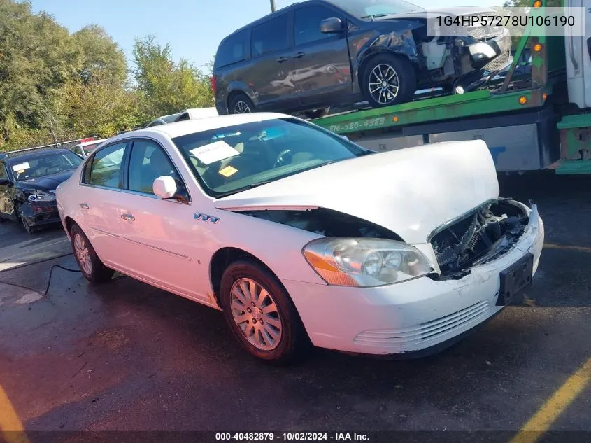 2008 Buick Lucerne Cx VIN: 1G4HP57278U106190 Lot: 40482879