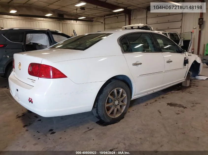 2008 Buick Lucerne Cxl VIN: 1G4HD57218U148198 Lot: 40505923