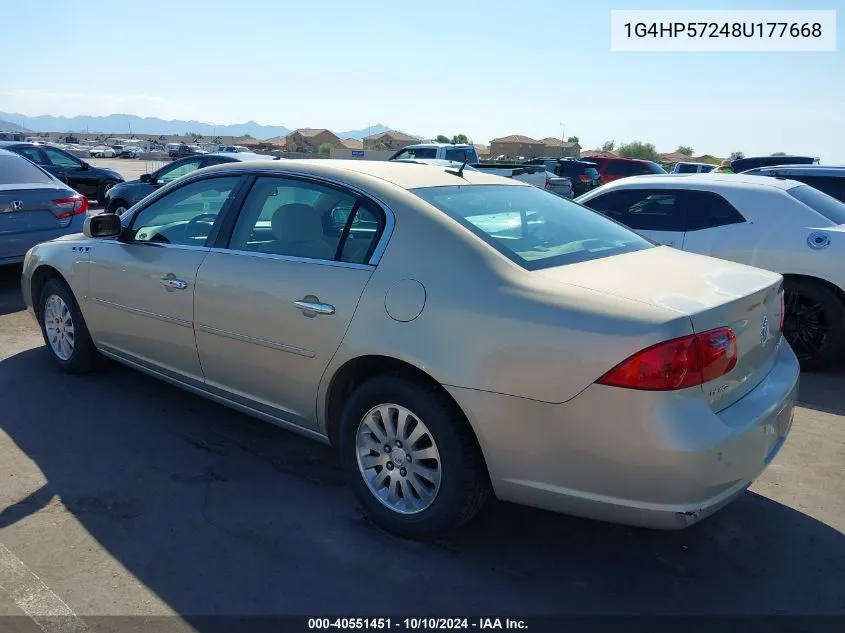 2008 Buick Lucerne Cx VIN: 1G4HP57248U177668 Lot: 40551451