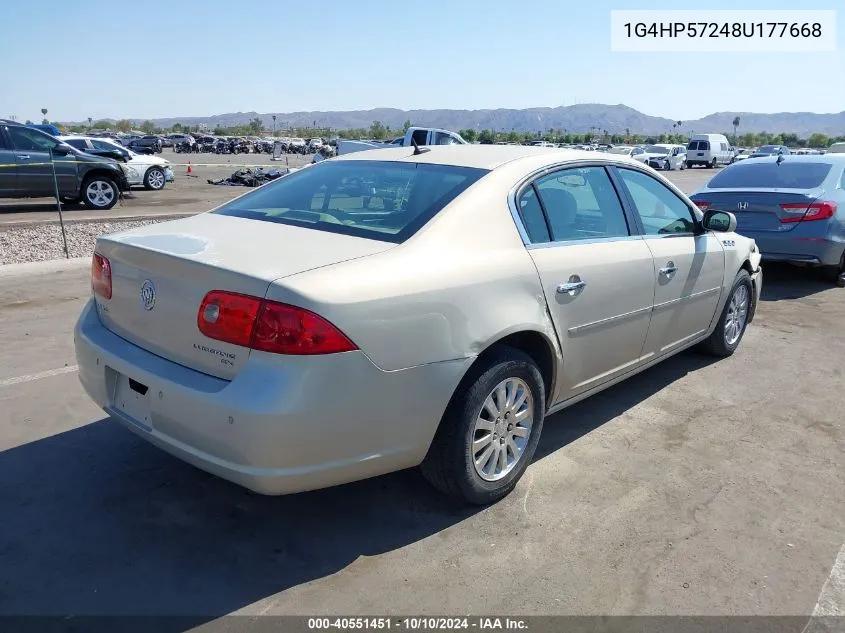 2008 Buick Lucerne Cx VIN: 1G4HP57248U177668 Lot: 40551451