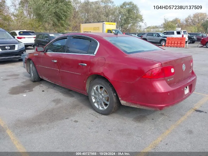 2008 Buick Lucerne Cxl VIN: 1G4HD57238U137509 Lot: 40727955