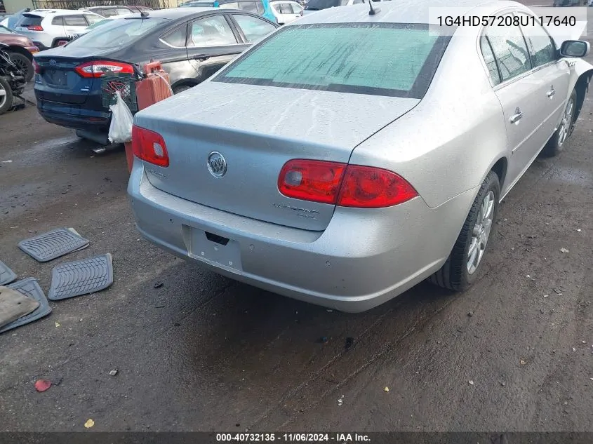 2008 Buick Lucerne Cxl VIN: 1G4HD57208U117640 Lot: 40732135