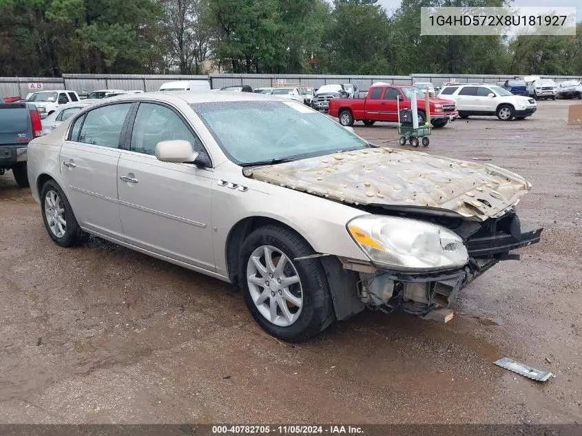 2008 Buick Lucerne Cxl VIN: 1G4HD572X8U181927 Lot: 40782705