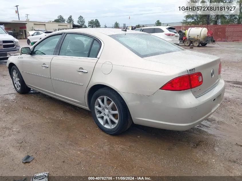 2008 Buick Lucerne Cxl VIN: 1G4HD572X8U181927 Lot: 40782705