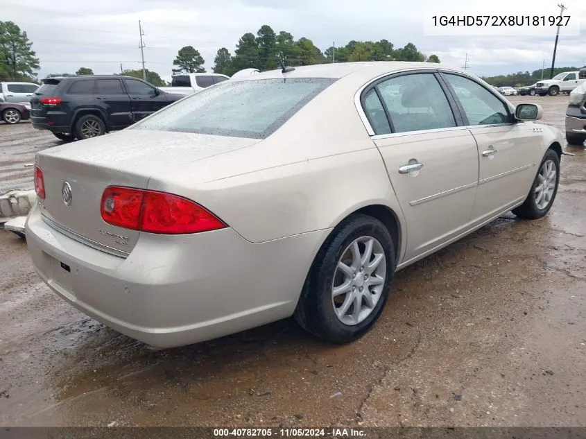 2008 Buick Lucerne Cxl VIN: 1G4HD572X8U181927 Lot: 40782705