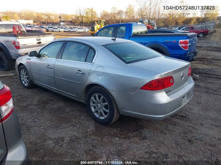 2008 Buick Lucerne Cxl VIN: 1G4HD57248U137423 Lot: 40875764