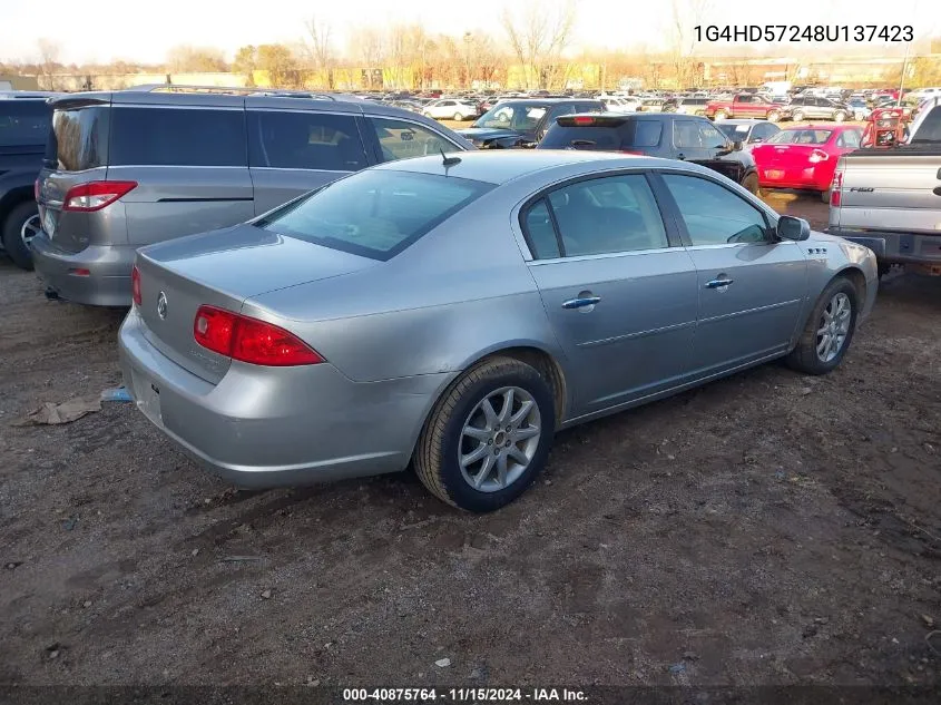 2008 Buick Lucerne Cxl VIN: 1G4HD57248U137423 Lot: 40875764