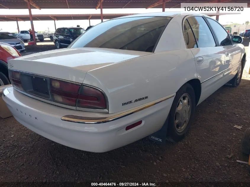 2000 Buick Park Avenue VIN: 1G4CW52K1Y4156720 Lot: 40464476