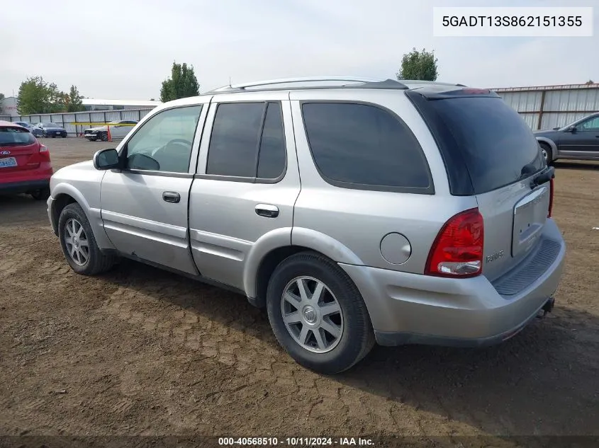 2006 Buick Rainier Cxl VIN: 5GADT13S862151355 Lot: 40568510