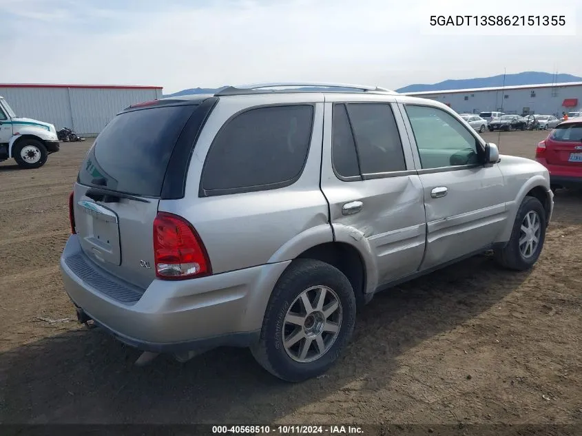 2006 Buick Rainier Cxl VIN: 5GADT13S862151355 Lot: 40568510