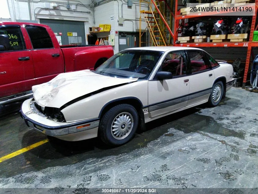 1992 Buick Regal Limited VIN: 2G4WD51L1N1414190 Lot: 30049867