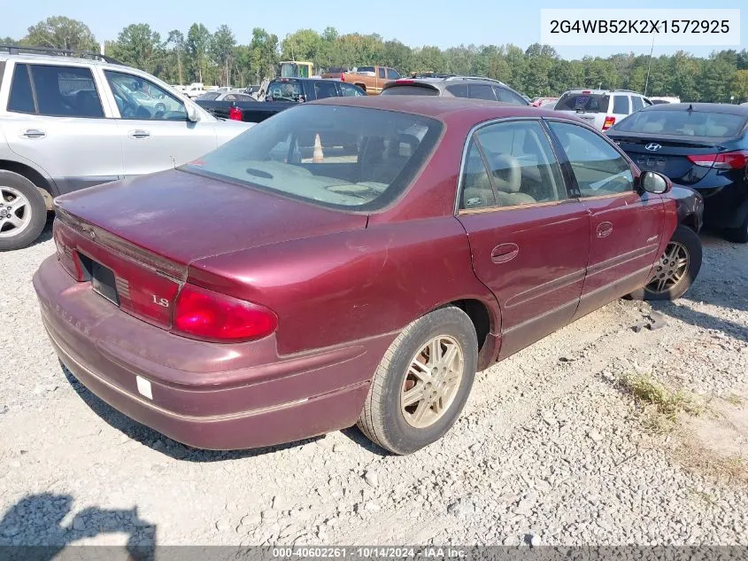 1999 Buick Regal Ls VIN: 2G4WB52K2X1572925 Lot: 40602261