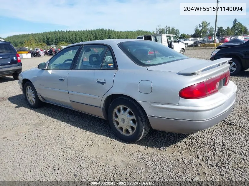 2000 Buick Regal Gs VIN: 2G4WF5515Y1140094 Lot: 40329243