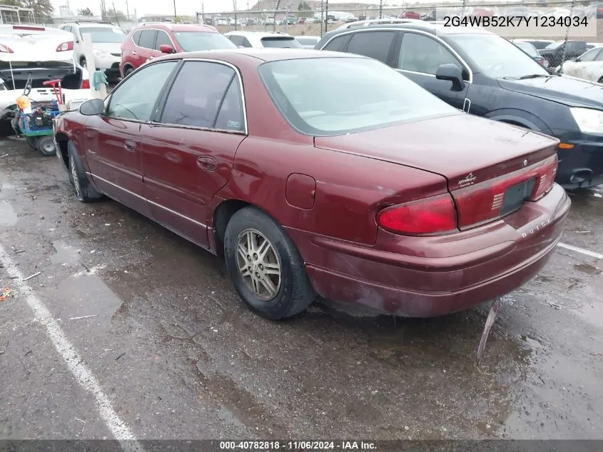 2000 Buick Regal Ls VIN: 2G4WB52K7Y1234034 Lot: 40782818