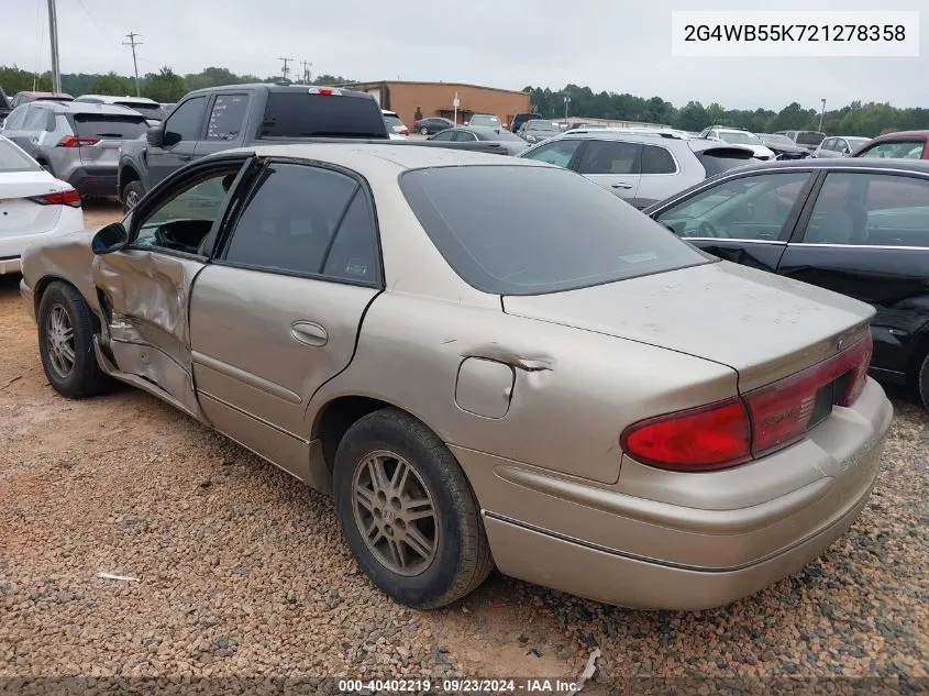 2002 Buick Regal Ls VIN: 2G4WB55K721278358 Lot: 40402219