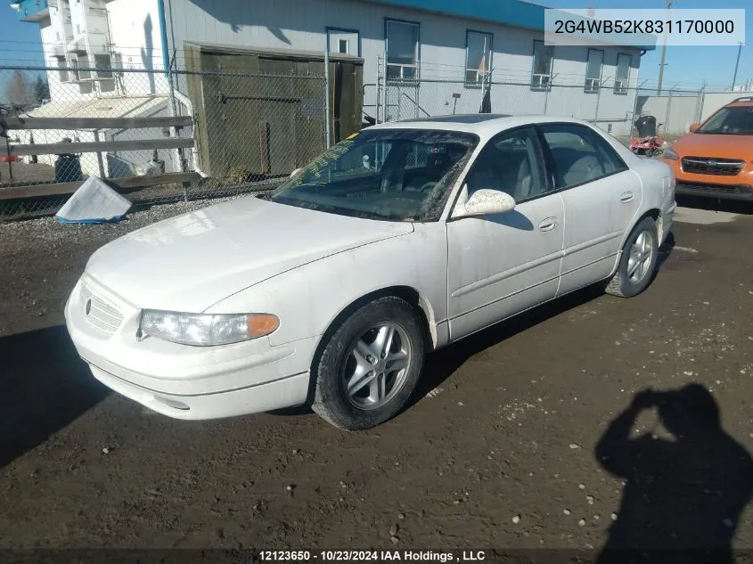 2003 Buick Regal VIN: 2G4WB52K831170000 Lot: 12123650