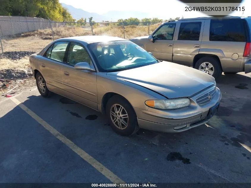 2003 Buick Regal Ls VIN: 2G4WB52K031178415 Lot: 40828800