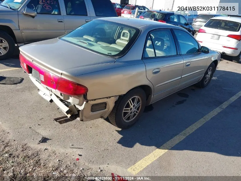 2003 Buick Regal Ls VIN: 2G4WB52K031178415 Lot: 40828800