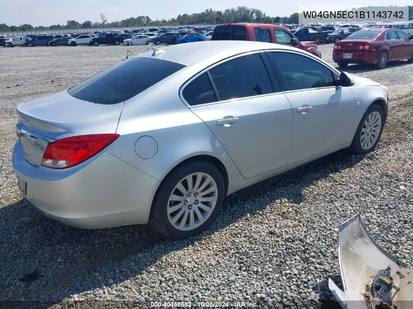 2011 Buick Regal Cxl Russelsheim VIN: W04GN5EC1B1143742 Lot: 40458682