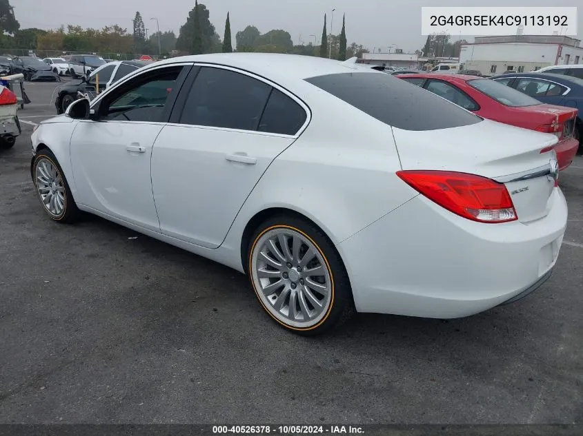 2012 Buick Regal VIN: 2G4GR5EK4C9113192 Lot: 40526378