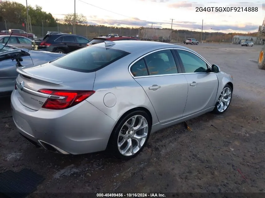 2015 Buick Regal Gs VIN: 2G4GT5GX0F9214888 Lot: 40499456