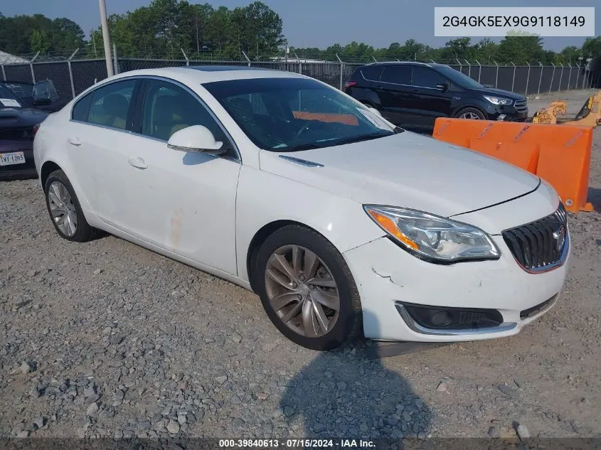 2016 Buick Regal Turbo VIN: 2G4GK5EX9G9118149 Lot: 39840613